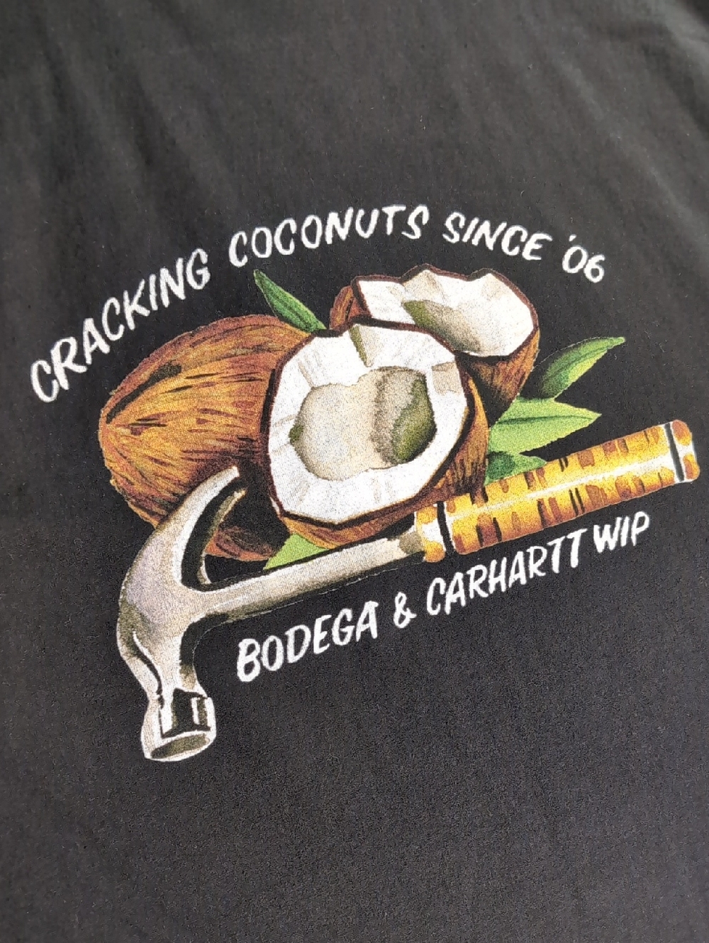 Bodega x Carhartt WIP 15th Anniversary Cracking Coconuts Tee - Size XL in Black